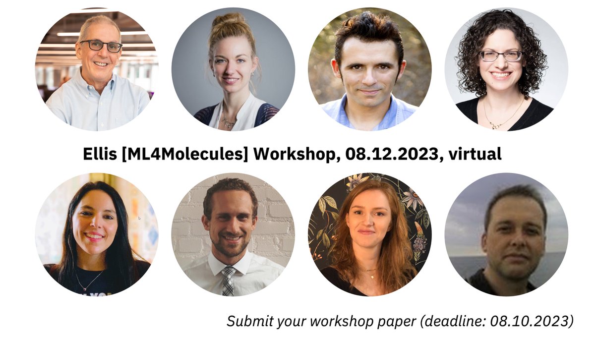 Check out the fantastic line-up at this year's @ELLISforEurope [ML4Molecules] Workshop! @wpwalters @NittingerEva @befcorreia @Aromaticist Raquel Rodríguez-Pérez @andrewwhite01 @vdbergrianne @janhjensen Submit your workshop paper by 08.10.23 on: moleculediscovery.github.io/workshop2023/#…