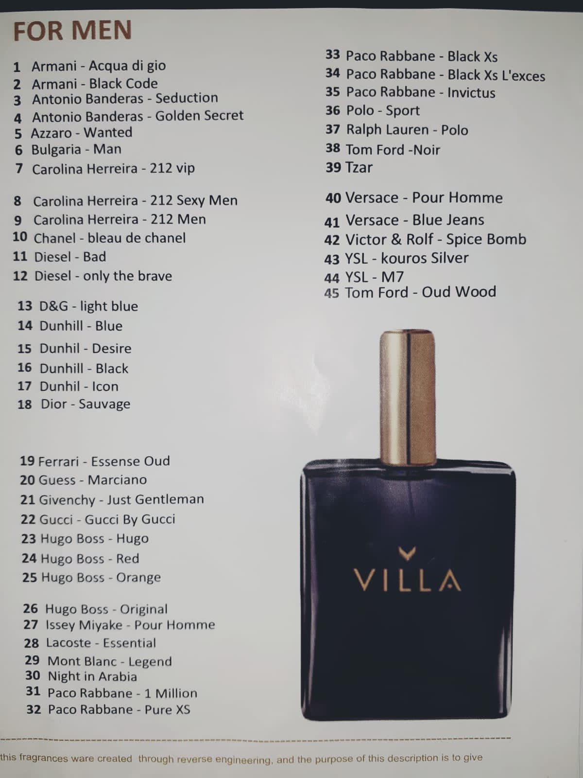 Villa perfumes sale