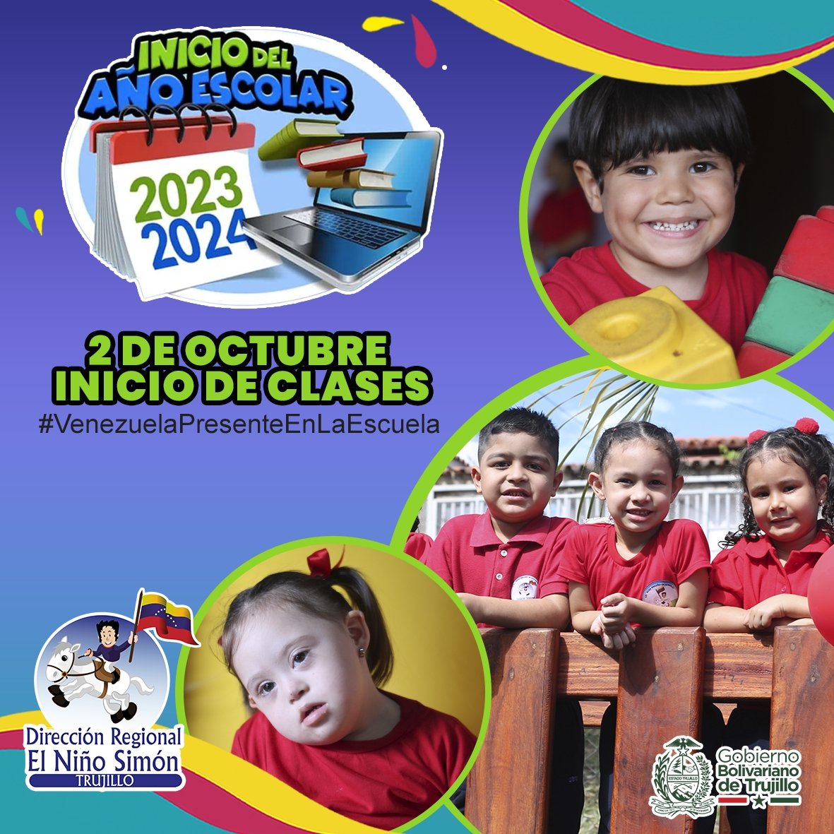 Hoy arrancamos un año escolar 2023-2024,  con mucha alegría y entusiasmo, en nuestros centros educativos. Vamos con el mayor compromiso en este año escolar,  garantizamos educación de calidad a todos los niños y niñas. <a href="/NicolasMaduro/">Nicolás Maduro</a> <a href="/ConCiliaFlores/">Cilia Flores</a>