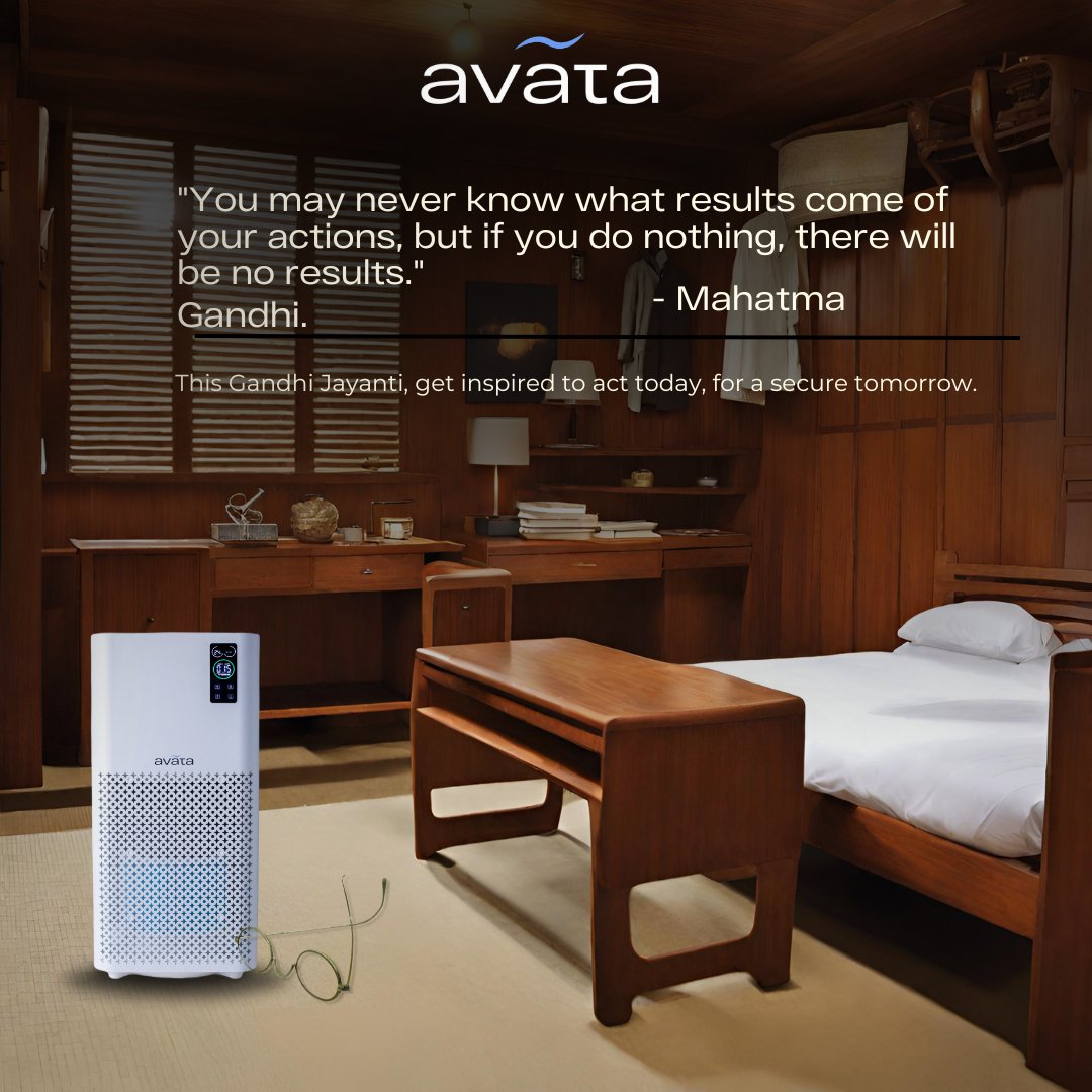 AvataAir's tweet photo. This Gandhi Jayanti, let the legacy of Mahatma Gandhi inspire us to take action today for a healthier and more secure tomorrow with Avata Air Purifier. 🇮🇳 🌱

Get it on https://t.co/nDLuugonBs today. https://t.co/y4fBjIIdLr
