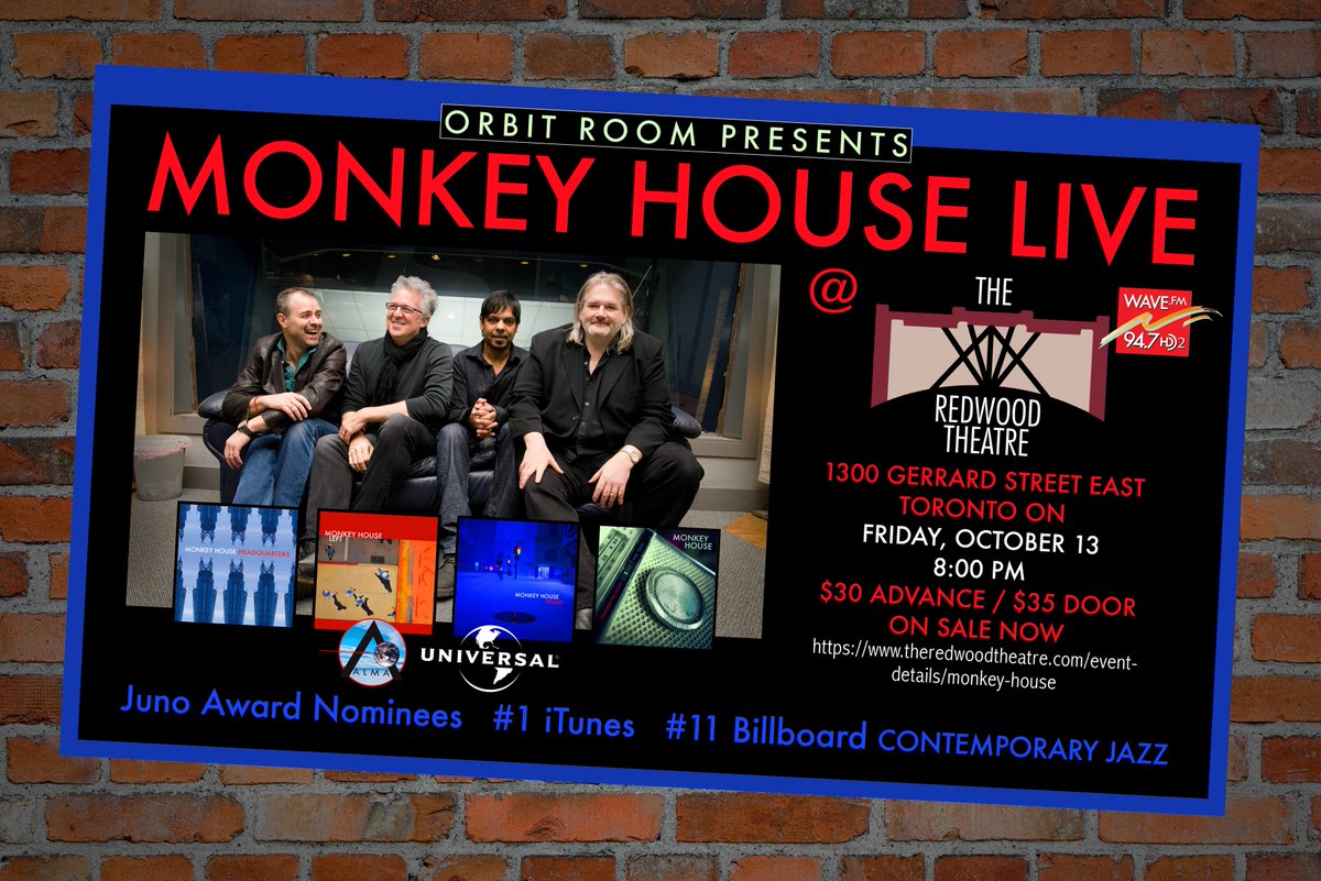 October 13th —> @MonkeyHouseBand takes the stage at the Redwood Theatre for a rare Toronto performance! We’ll be busting out a career-spanning set list. Make the scene — tix selling fast! theredwoodtheatre.com/event-details/…