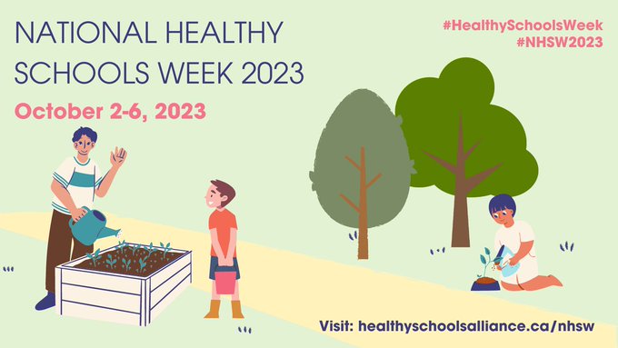 The first National Healthy Schools Week in Canada #NHSW2023 is this week! Register your school or find out more here: healthyschoolsalliance.ca/nhsw

 #HealthySchoolsWeek
