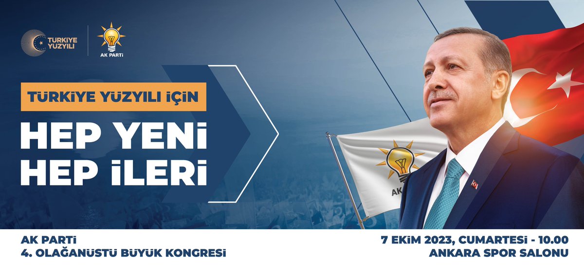 AK Partimizin 4. Olağanüstü Büyük Kongresi için 🗓️ 7 Ekim ⏰ 10.00 📍 Ankara Spor Salonu’nda bir araya geliyoruz