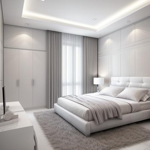 Embrace the purity of design with a Modern White bedroom. Craft your serene sanctuary with Interior AI Generator: interioraigenerate.com #design #interior #modernwhitetoilet #cleanaesthetics