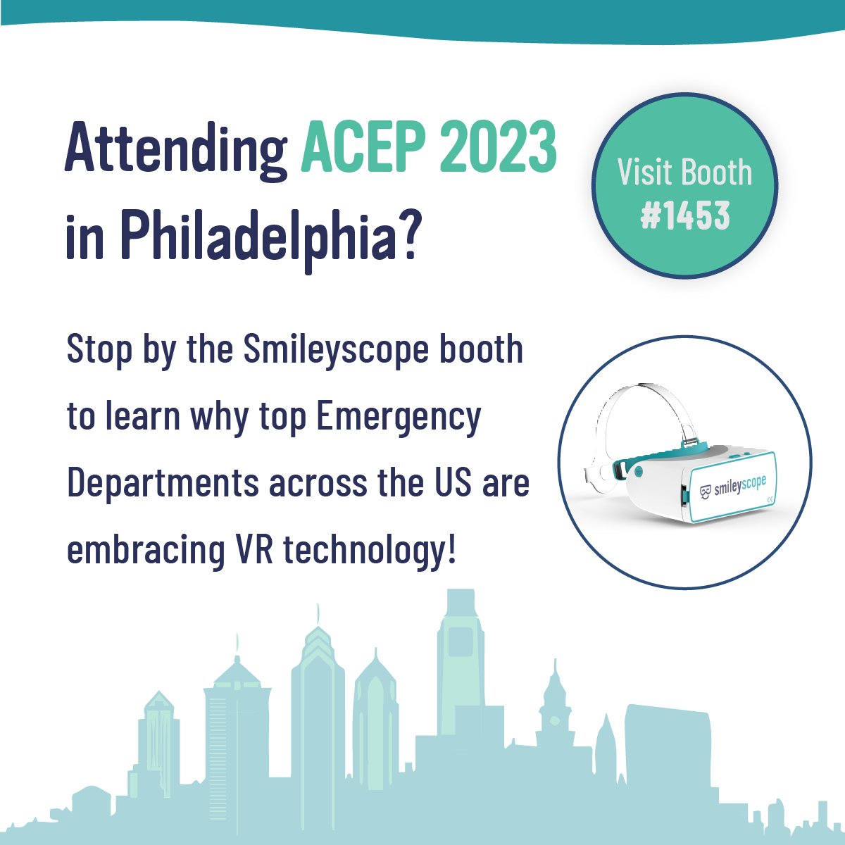 Next week over 6,000 emergency medicine physicians will head to Philadelphia for the #ACEP2023 conference. Will we see you there? Top EDs like @Nicklaus4Kids are implementing Smileyscope VR to improve patient and provider experience! Read more: lnkd.in/gpGZ7dVY
