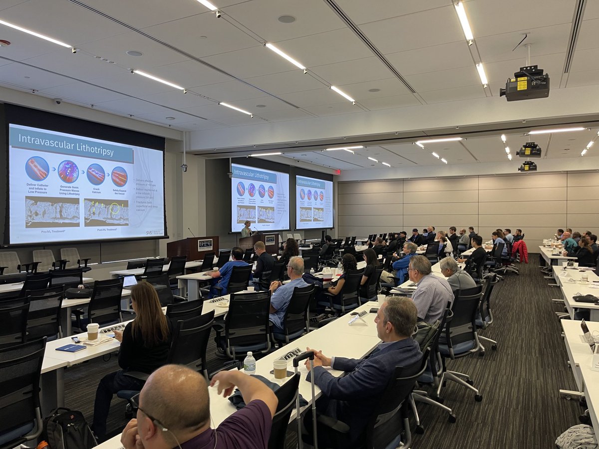 DrPatGeraghty's tweet photo. Day 2 of the ⁦@VascularSVS⁩ 2023 Complex Peripheral Intervention Skills Course kicks off with ⁦@DrLizGenovese⁩ discussing treatment of calcific disease! Great hands on lab session yesterday, more today! https://t.co/tAqcM0Y4S6
