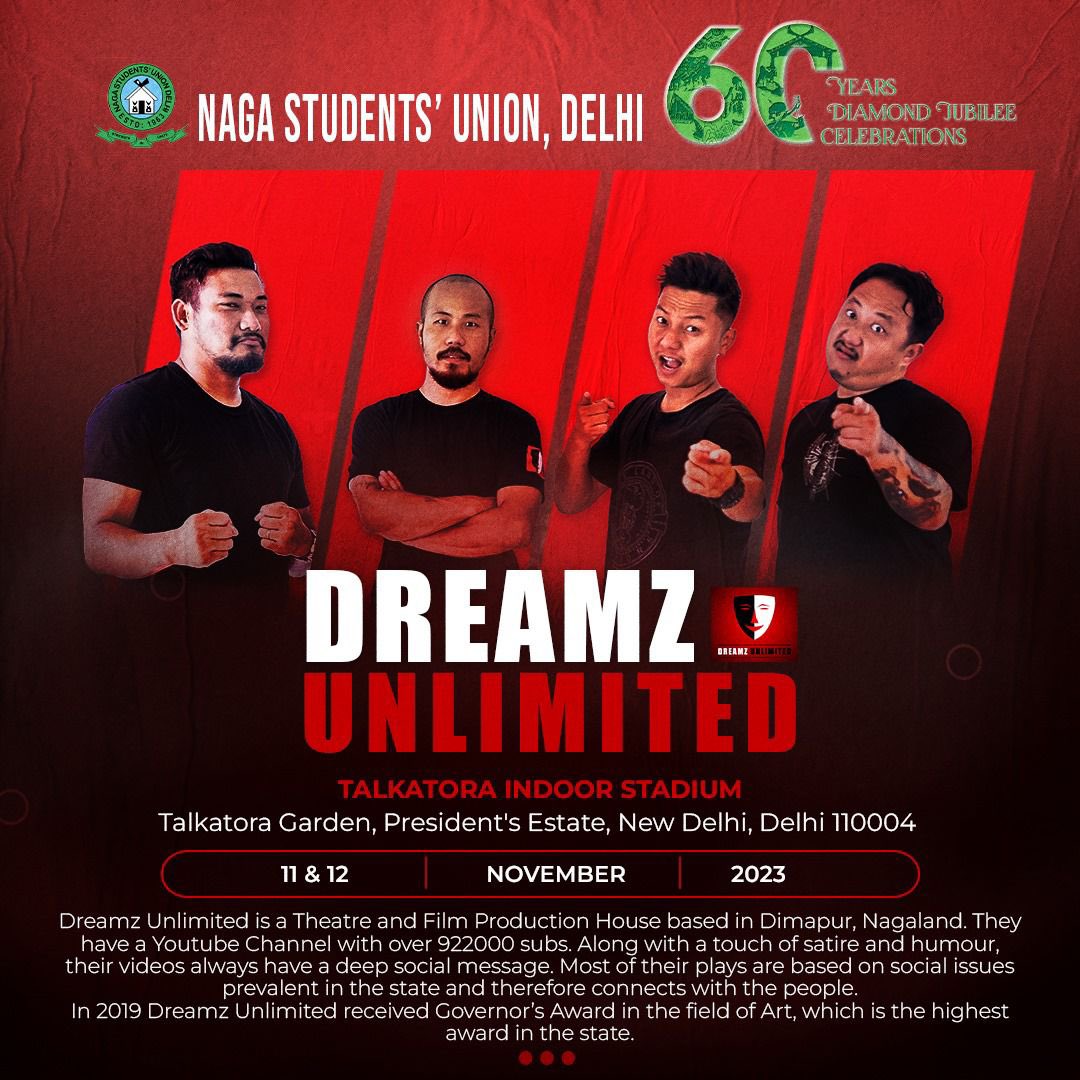We’re thrilled to announce that Dreamz Unlimited, the renowned theatre and film production house based in Dimapur, Nagaland, will be performing at the Diamond Jubilee Celebrations with their exceptional talent.

Get ready to be captivated by their exhilarating performance.