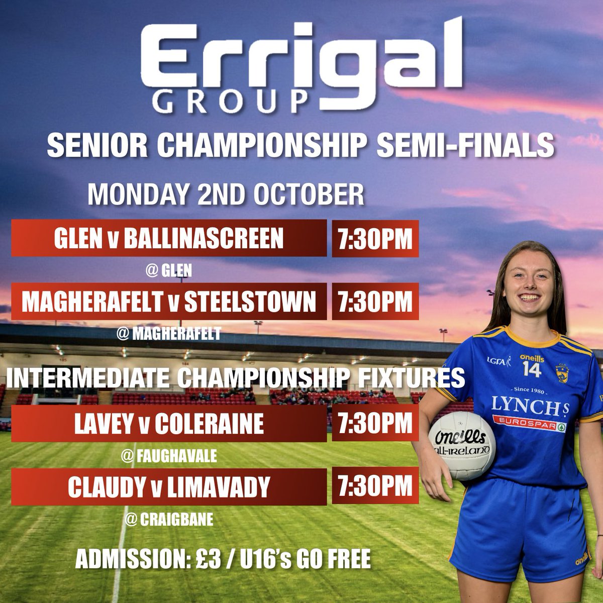 Ladies Championship

Our Senior ladies play Limavady tonight in their last group game at Craigbane. Throw in at 7.30pm

Good luck to the ladies and management.

#Clóidighabú