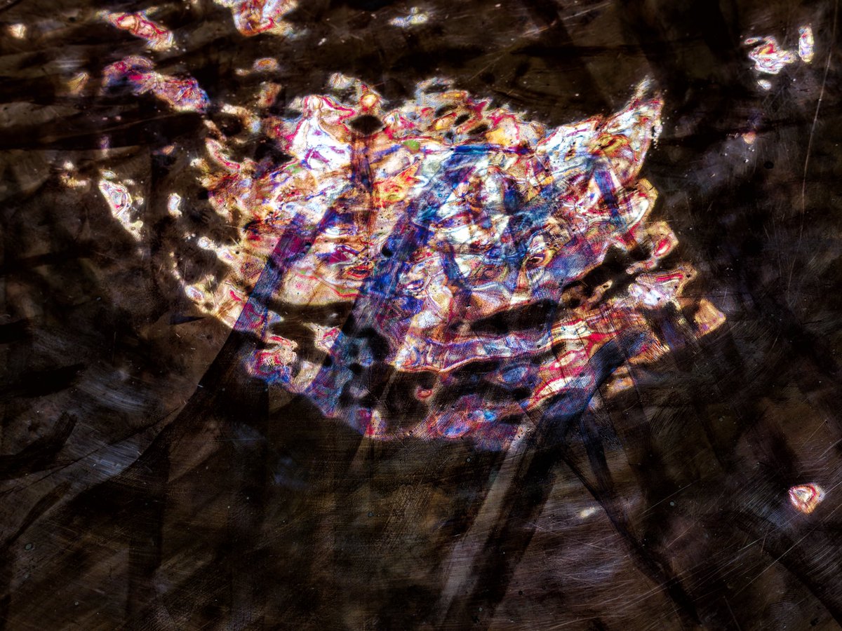 SuspensaVix's tweet image. In a Glass Lightly
 Reflection of the baptistry stained glass in the beaten copper bowl of the font of Chichester Cathedral. 
 @ChiCathedral #MultiColored #StainedGlass #Chichester #Cathedral #font #baptistry  #Reflection #Distortion #Abstract #Surreal #Pattern #Sunlight