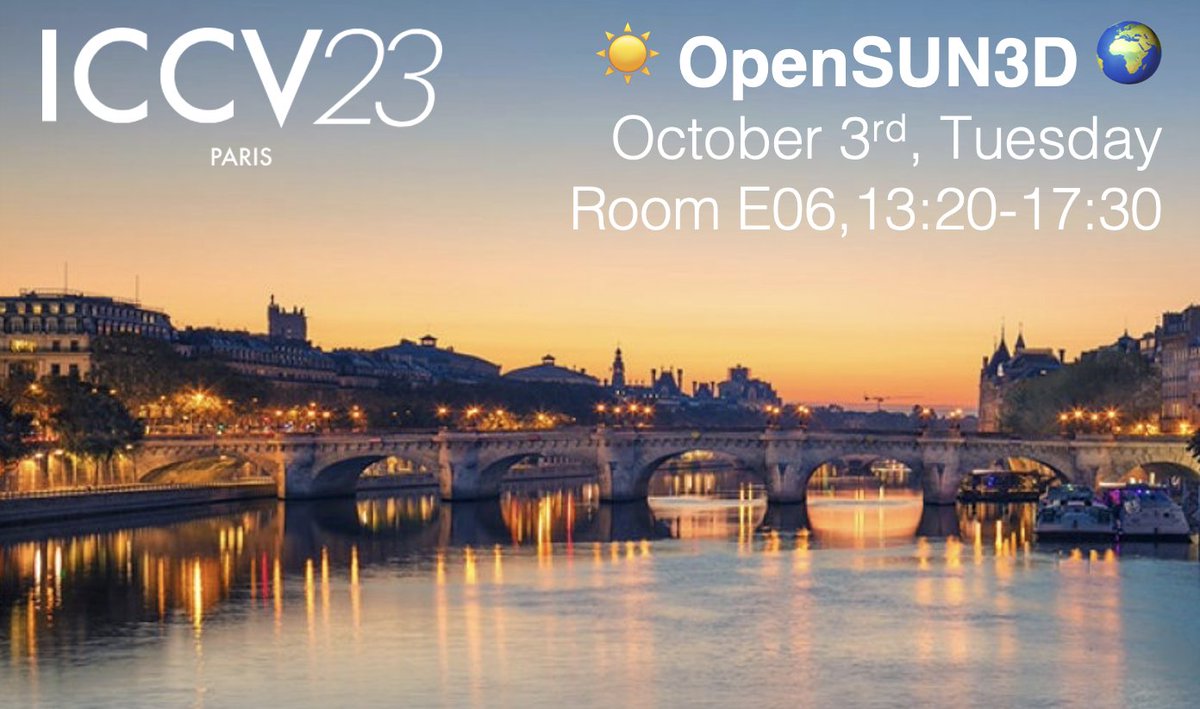 Our ICCV Workshop ☀️OpenSUN3D🌍 on Open-Vocabulary 3D Scene Understanding will take place tomorrow afternoon at @ICCVConference! Date: October 3rd, Tuesday Time: 13:20-17:30 Location: E06 More info: OpenSUN3D.github.io