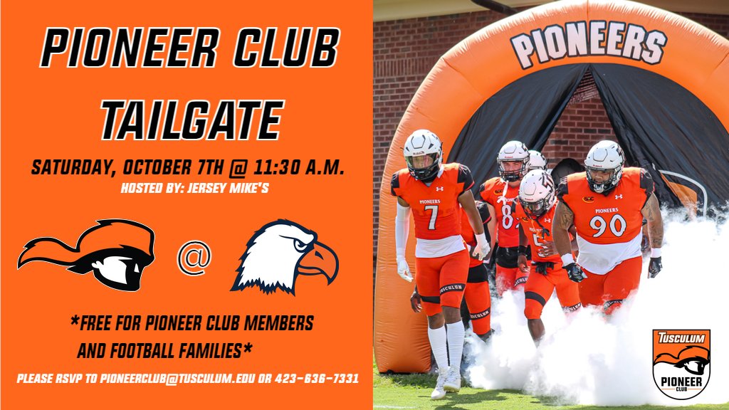 Good morning, Pioneer Nation! The Pioneers are traveling this week to play the Carson-Newman Eagles, and we are bringing the tailgate with us!