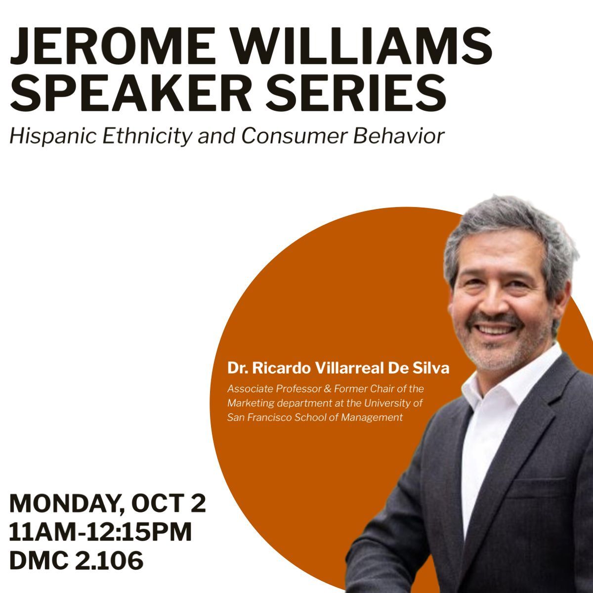 Join @texasmoody in honor of #HispanicHeritageMonth! Dr. Ricardo Villarreal De Silva will be hosting a lecture + panel on how self identity relates to brands and branding. The first lecture is open to all today at 11am, you don't want to miss this!