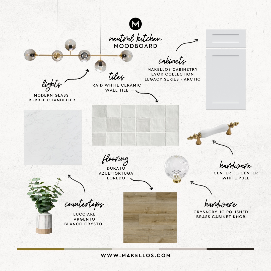 MakellosUSA's tweet photo. Get inspired by our neutral kitchen mood board - a canvas of tranquility and endless possibilities. From warm earthy tones to cool, calming hues, design your dream kitchen with a palette that never goes out of style. 🤍 #makellos #makelloscabinetry https://t.co/xFfKKLEfYM