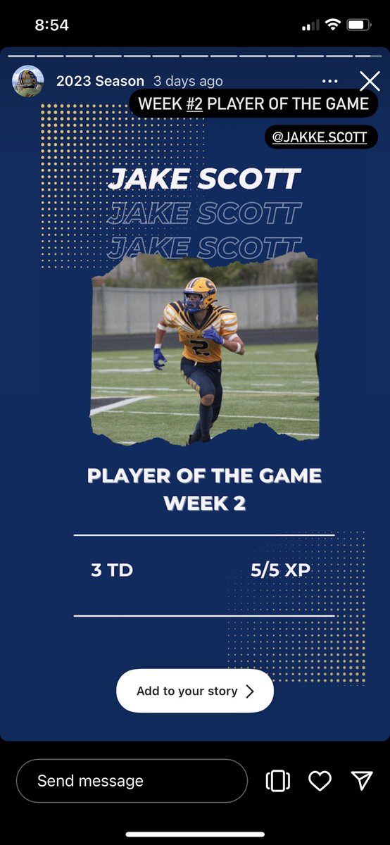 Jake Scott (@jakescott51) on Twitter photo Proud to be named player of the game!🏈🏈 was a great game going for back to back! <a href="/recruuting/">Ready Set Recruiting</a> <a href="/HS_Next_Stop/">Next_Stop_Recruiting</a> Proud to be named player of the game!🏈🏈 was a great game going for back to back! <a href="/recruuting/">Ready Set Recruiting</a> <a href="/HS_Next_Stop/">Next_Stop_Recruiting</a>
