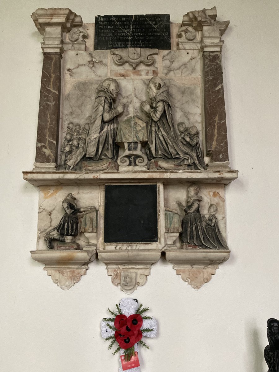 The memorial of Leonard Mapes, d. 1619 in St George's church, Rollesby, Norfolk. #MementoMoriMonday #monumentMonday