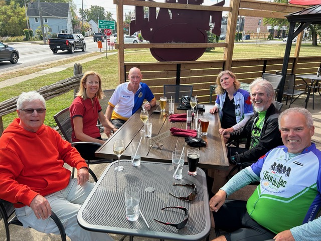 2023 #ParticipateForPolio #EndPolioNow event: "A small but enthusiastic group of cyclists post event." Frank Adamson - Foundation Fundraising Chair