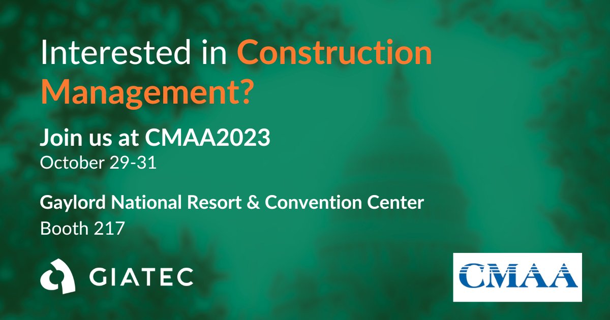 Giatec's tweet photo. The Giatec team is heading to #CMAA2023 for the first time! 🙌
Meet us at Booth 217 to learn how you can save time on your project timelines and cut back on costs.
📅 Book a meeting with us here:
https://t.co/lQJTnzrdwM
#CMAA #ConstructionManagement #FlagshipEvent #Washington https://t.co/vMRZaWD95q