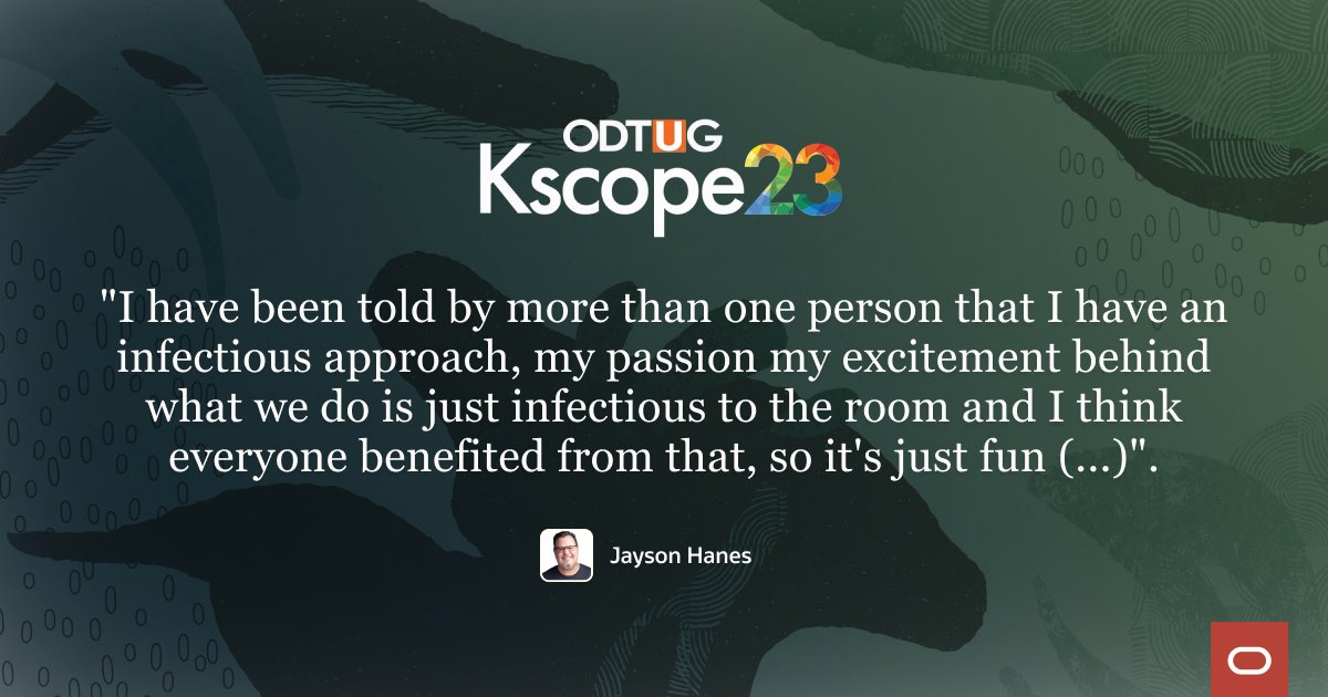 OracleAPEX's tweet photo. 🎙️ @JaysonHanes, #orclAPEX Senior Principal Product Manager, tells Karen Cannell about the Oracle APEX Boot Camp at #Kscope23, and the experience of belonging to the APEX community.
https://t.co/nsJeb4c4se
#LowCode #Oracle https://t.co/AEZPcl6yws