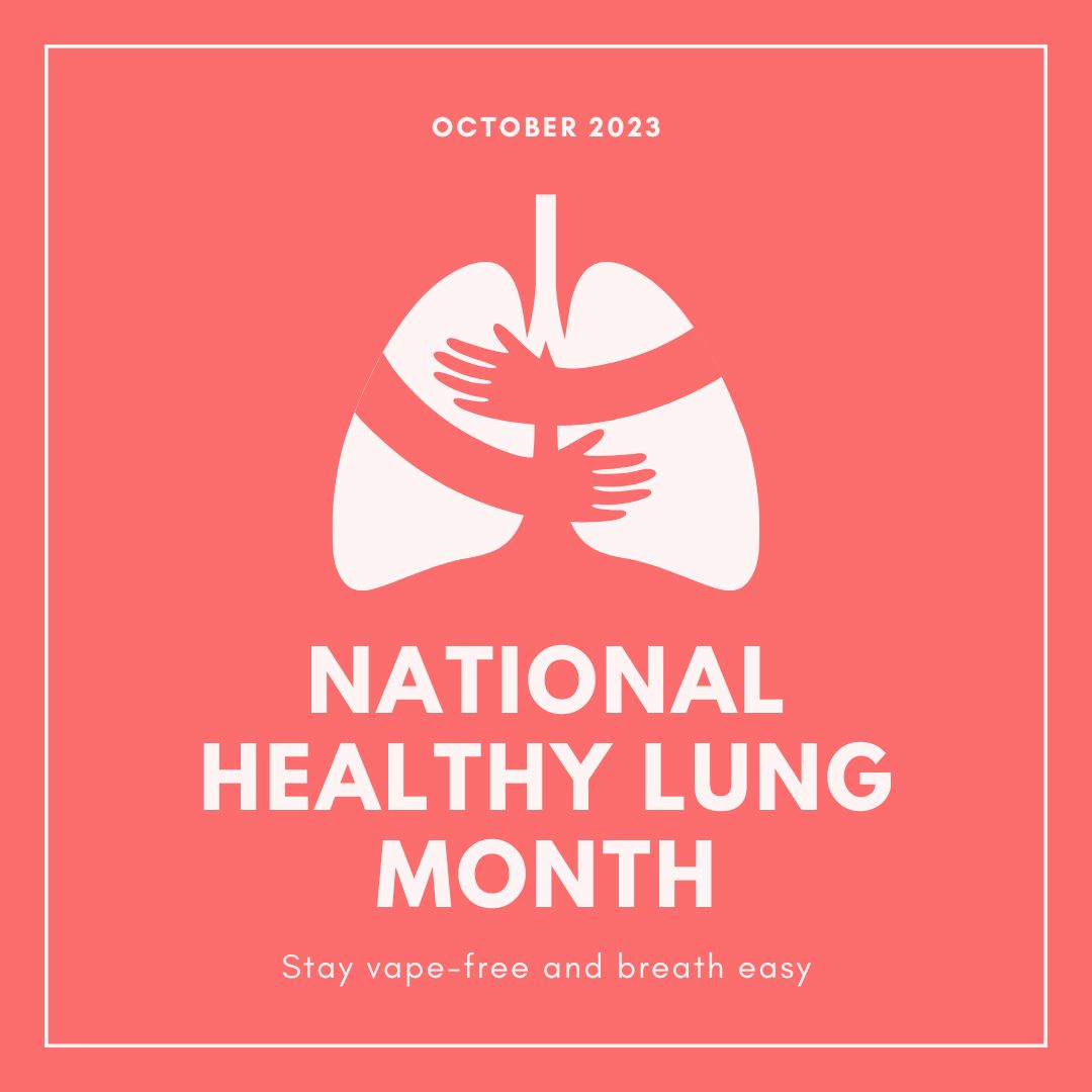 KBGdelaware's tweet photo. All month long we're celebrating the power of clean, healthy lungs. Why? October is #NationalHealthyLungMonth! Keep your lungs strong and vape-free so you can breath easy. 

#HealthyLungs #VapeFree #SmokeFree #BreathEasy https://t.co/1Ow05oTQ7q