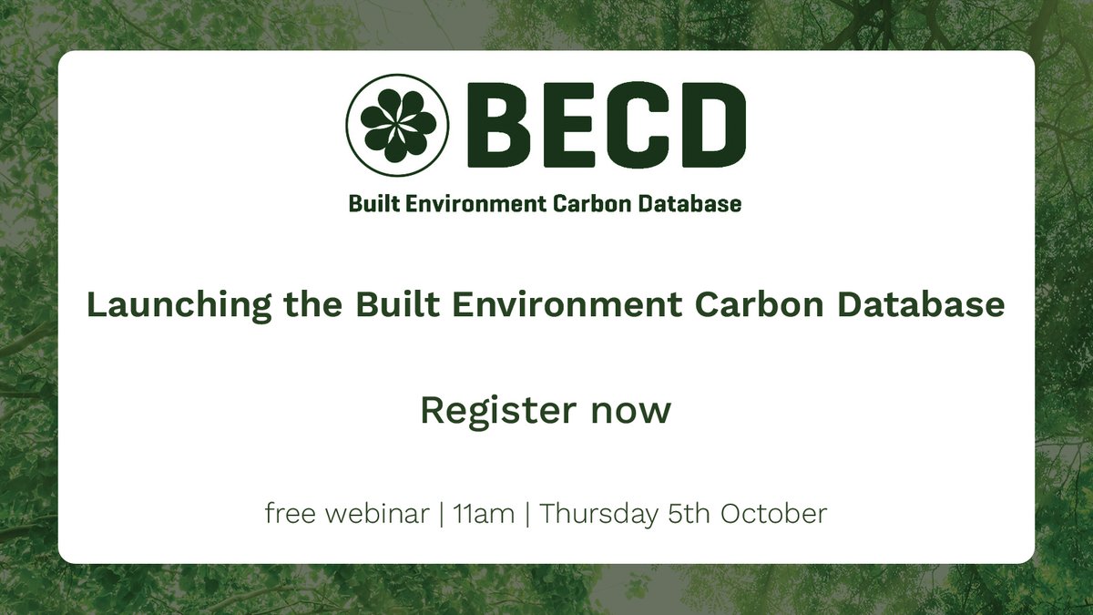 ACE is proud to partner with The Built Environment Carbon Database (BECD), which will launch on Thursday 5th October. There will be a special webinar to mark the launch of BECD and understand how it will help us tackle climate change. Sign up now here 👉 bit.ly/48xYmgt