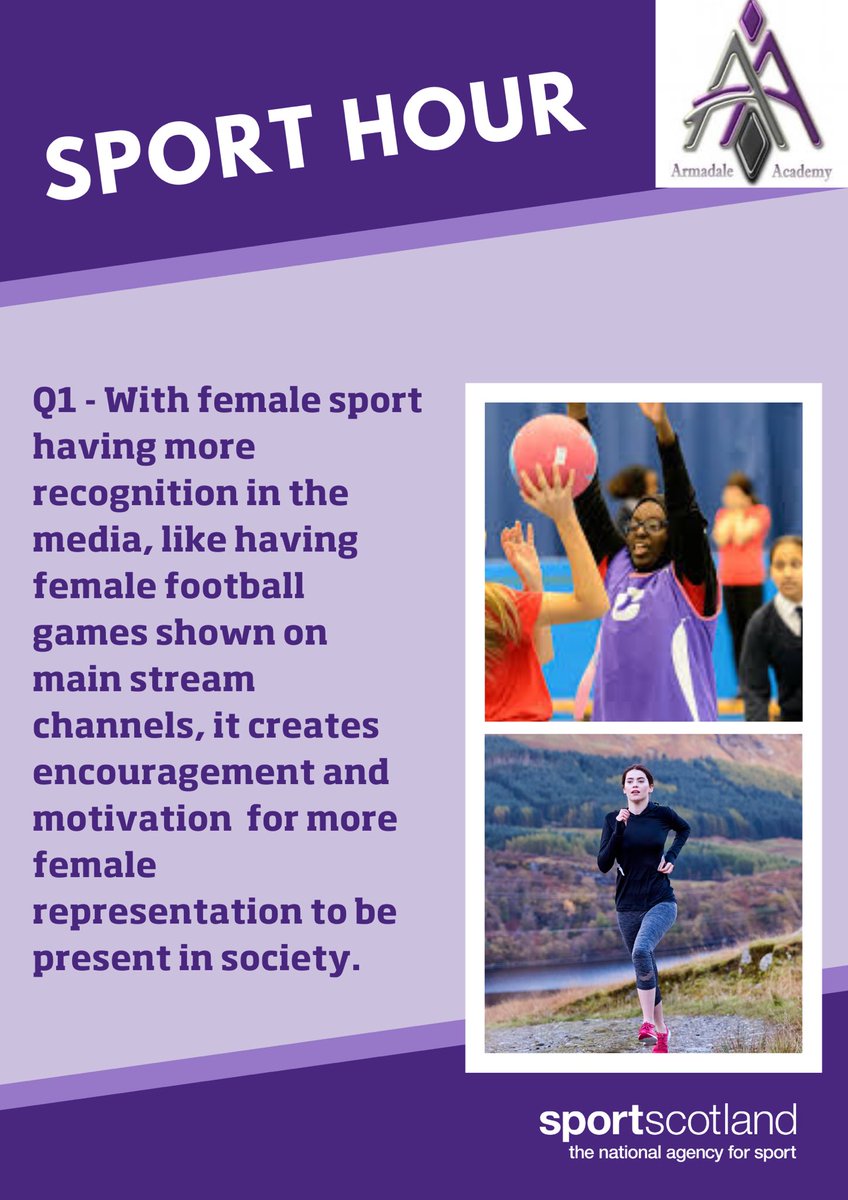 ActiveS_Adale's tweet image. A1. #SportHour #SheCanSheWill

A senior pupil from @ArmadaleAcademy  had this to say for Q1 ⬇️