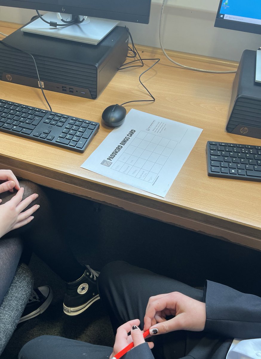 DennyComputing's tweet image. Some #passwordbingo during our how not to get #hacked lesson with s1 this afternoon - why not ask your pupil what makes a good password? @stacshq #ChooseComputingScience #Lifeskills