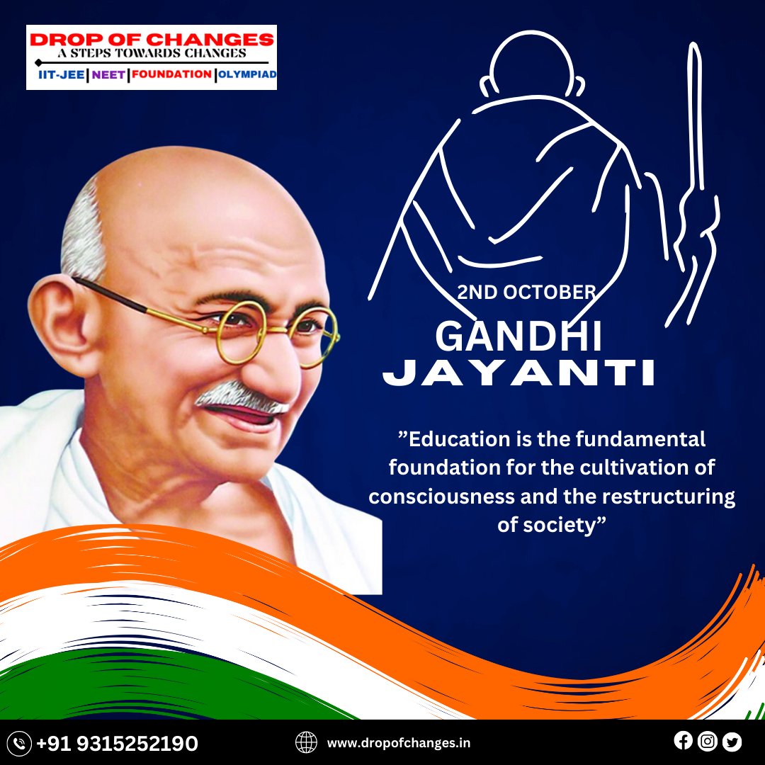dropofchanges's tweet image. *He was the one who always promoted non-violence and truth and bonded us together to fight for an independent country…. Happy Gandhi Jayanti.

#dropofchanges #CBSE #CBSEBoard #CBSEBoardExam #CBSESchool #cbsestudents #stateboards #stateboardexam #stateboardexam #MahatmaGandhi
