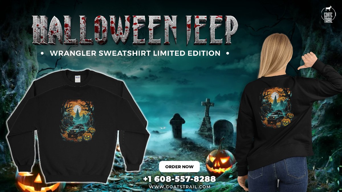 GoatsTrailCo's tweet image. Rev up your Halloween style with @GoatsTrailCo Limited Edition Jeep Wrangler Sweatshirt! 🚙🎃 It&apos;s not just apparel; it&apos;s a spooky statement for adventurers. Get yours now !

Buy Now: goatstrail.com/collections/li…

#HalloweenFashion #SpooktacularStyle