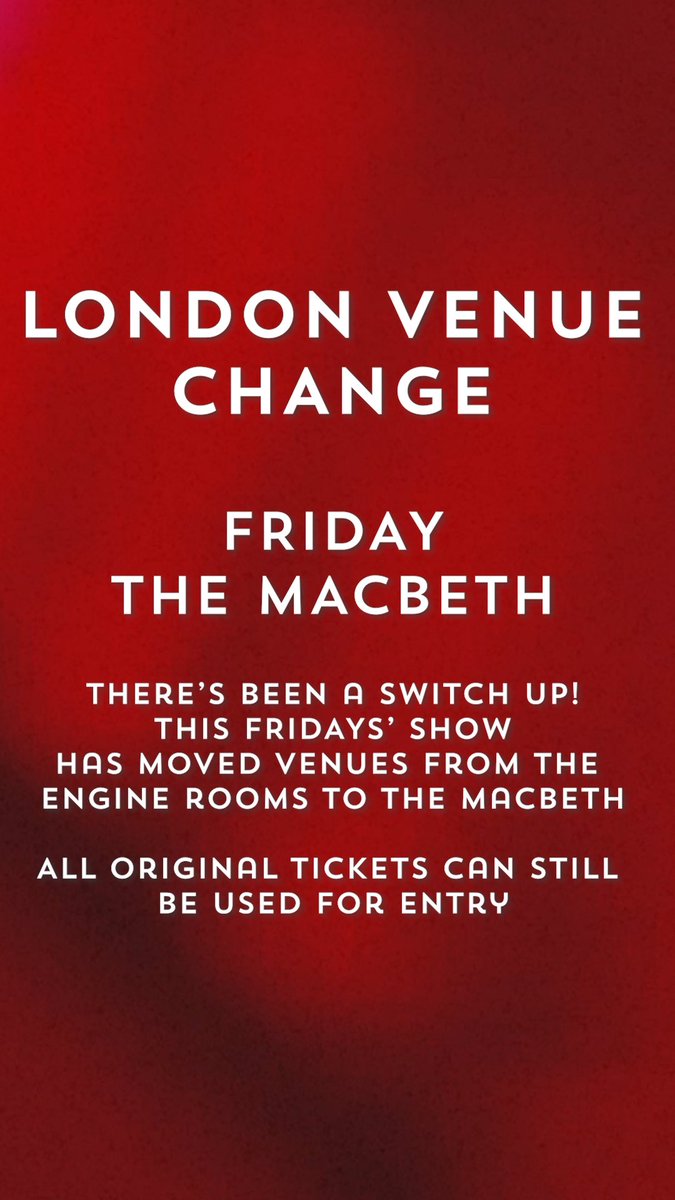 stealingsigns's tweet photo. 🚨Venue change announcement for this Friday🚨

Hope to see you at The Macbeth this Friday! https://t.co/CXi003MSiP