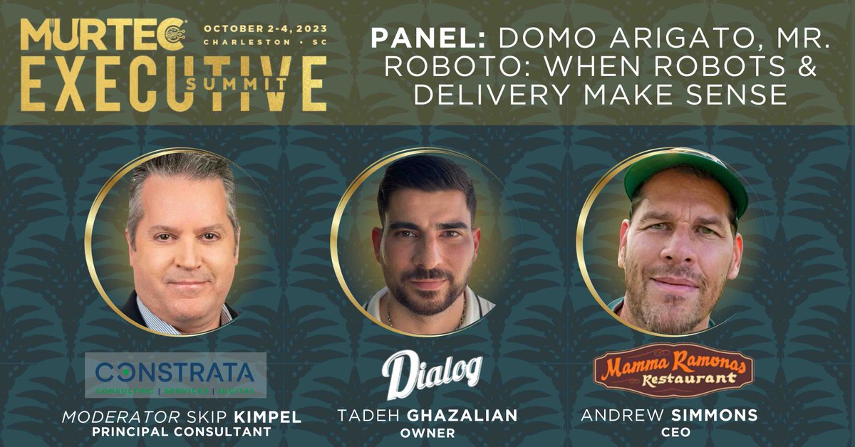 I am honored to join the stage by these two #California operators trying to survive the challenges of labor we are all facing, especially in this industry.

Come learn how these two operators have adopted #robotics into their strategy plan.

#hospitalitytech #restauranttech