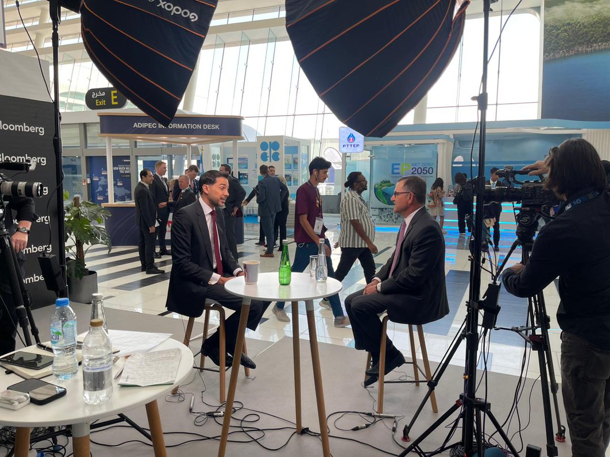 Behind the scenes: Halliburton CEO with <a href="/Bloomberg/">Bloomberg</a> at #ADIPEC2023