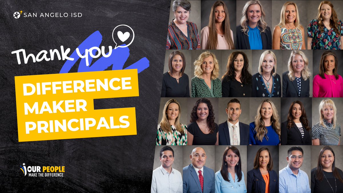 October is National Principals Month! Our principals are outstanding examples of how our people make a difference at SAISD &amp; we thank them for everything they do! How did a principal inspire or impact you?  #OurPeopleMakeADifference #DifferenceMaker #WeAreSanAngelo