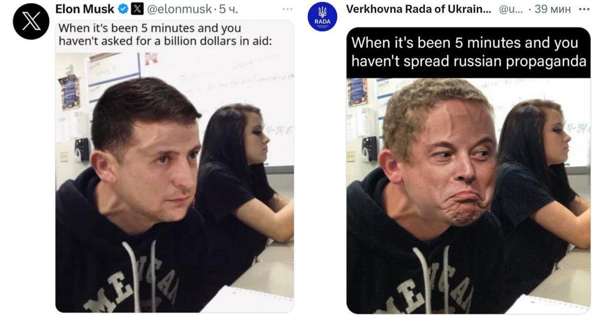 nexta_tv's tweet photo. The Verkhovna Rada of Ukraine responded to Elon Musk, but later they deleted the post. https://t.co/oaxpeByhE5