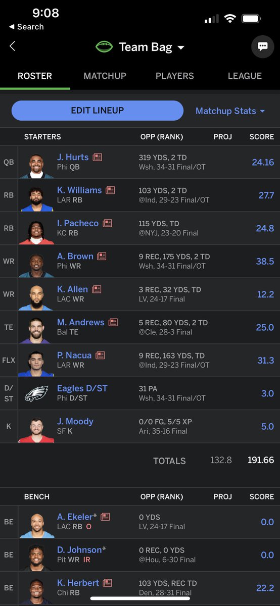 I love my fantasy team