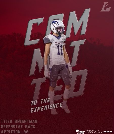 I’m I'm excited to announce my commitment to play football for <a href="/UWLEagleFB/">UW-La Crosse Football</a> !  I want to thank <a href="/UWLCoachJanus/">Matt Janus</a>  <a href="/CoachMZweifel/">Michael Zweifel</a> &amp; the UWL staff for  believing in me. <a href="/DHinkens/">Dave Hinkens</a> <a href="/xhshawksfb/">Xavier Hawks Football</a> <a href="/MJ_NFLDraft/">Mark Johnson</a> <a href="/wiacsports/">WIAC</a> <a href="/PrepRedzoneWI/">Prep Redzone Wisconsin</a> #committed to #theexperience
