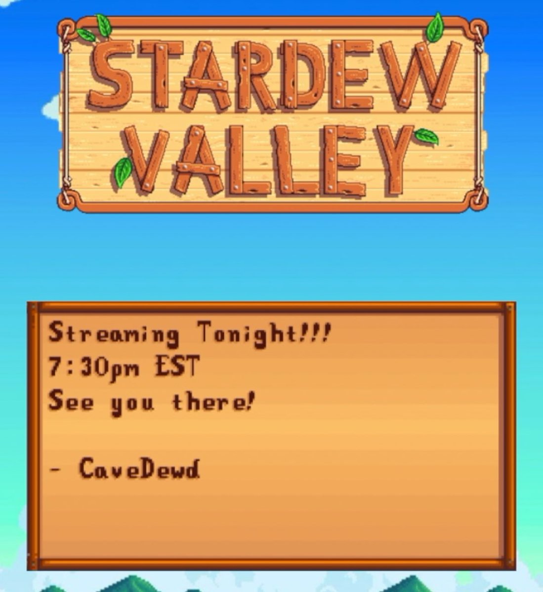 CaveDewd's tweet photo. I can’t believe I’ve  been away for over two months. 

I’m excited to come back tonight and play some Stardew Valley!

#stardew #StarDewValley #TwitchStreamers #cozygaming #cozystream https://t.co/CWUdEMM5C3