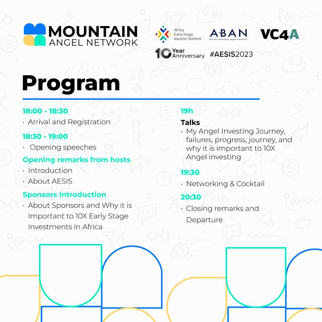 mannangels's tweet photo. Visit https://t.co/ldXG2uikcI to register. 

How will you benefit as an attendee?
✅You will get  an opportunity to network with industry peers and collaborate for a stronger early-stage #investment landscape in Africa.

#VC4A #Africainvestorweek #mountainangelnetwork https://t.co/lJGVAmEX15