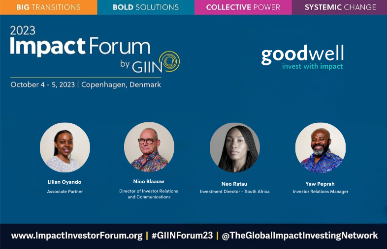 Goodwell Investments (@goodwellinvest) on Twitter photo We're heading to the #GIINForum23 this week, and we're looking forward to being part of such an impactful global event.
Are you also bound for Copenhagen? Contact us at contact@goodwell.nl and we'll set up a meeting.Â
Here's to another great edition of GIIN! #impinv We're heading to the #GIINForum23 this week, and we're looking forward to being part of such an impactful global event.
Are you also bound for Copenhagen? Contact us at contact@goodwell.nl and we'll set up a meeting.Â
Here's to another great edition of GIIN! #impinv