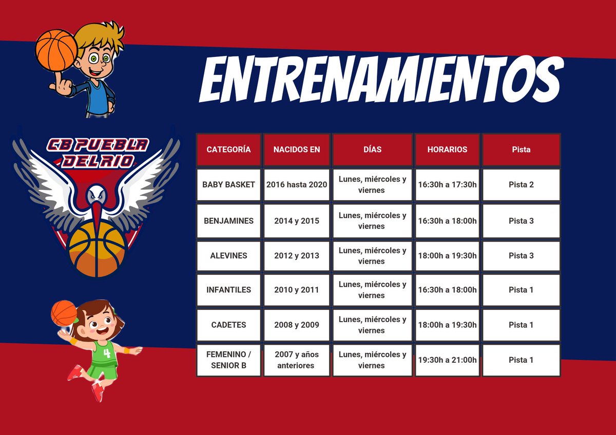 Estos son los horarios definitivos de los entrenamientos.