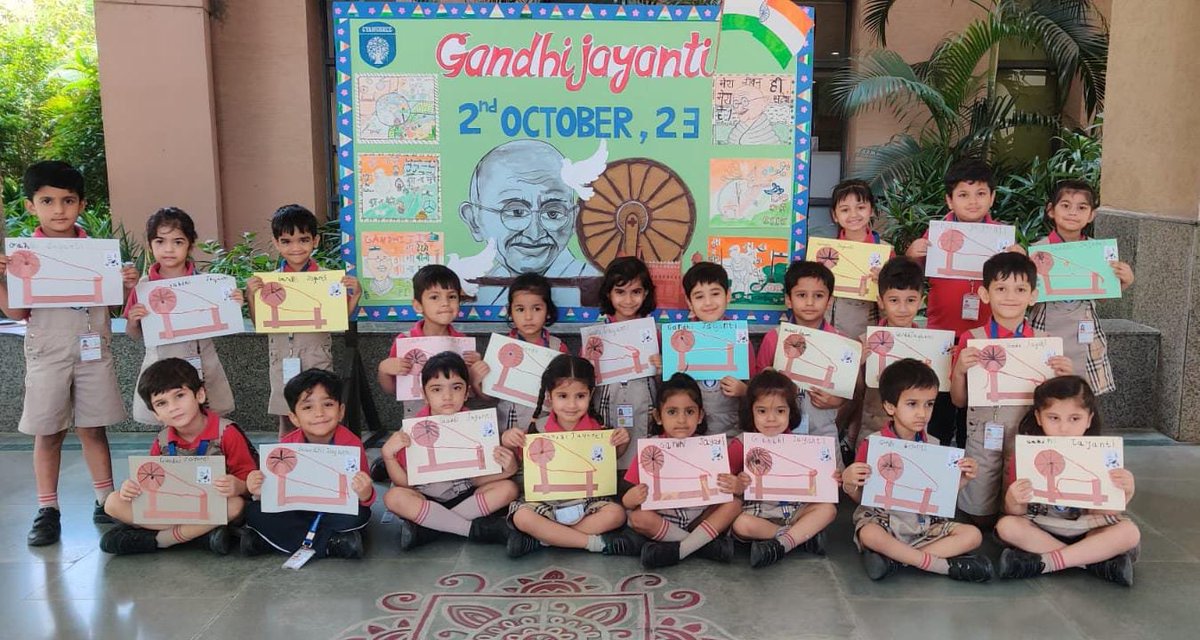 On the occasion of Gandhi Jayanti, the Shreeyans of the Pre-Primary Wing learnt about Gandhi ji, fondly called 'Bapu' and known as the Father of the Nation through a PPT, Class Talk and, Art &amp; Craft activities.