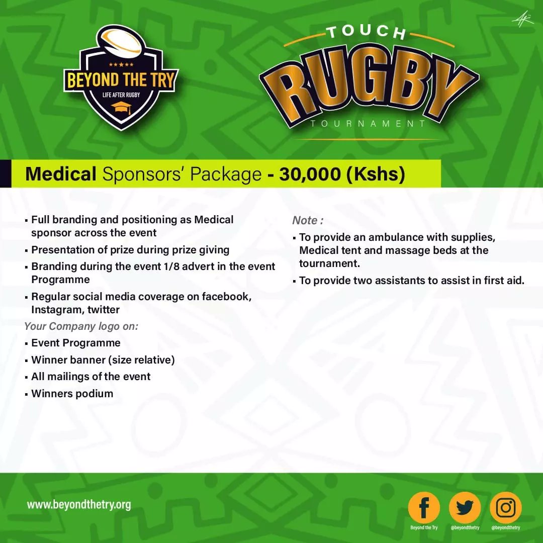 beyondthetry's tweet photo. For more information email beyondthetry@gmail.com or
call 0716583919/ 0710815419
#BeyondTheTry
#LifeAfterRugby https://t.co/xwEaCHpqK0
