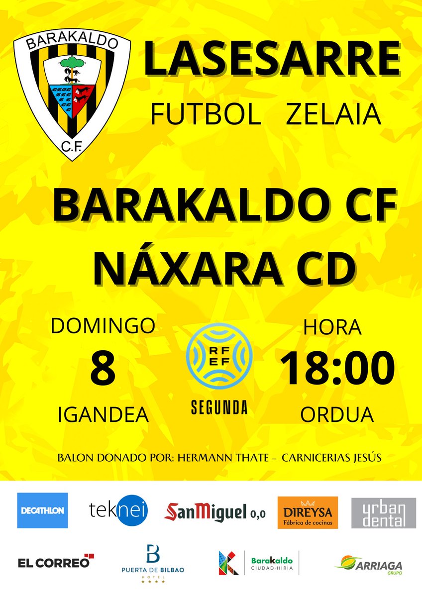 ¡Después de los tres puntazos de ayer en Tudela, este domingo estamos de vuelta en Lasesarre! 🏠🏟️

🔜 Gure hurrengo neurketa:

🆚 <a href="/Naxaracd/">Náxara C.D.</a> 
📆 08/10
🕢 18:00
🏟️ Lasesarre 
⚽️ Balón donado por: Hermann Thate y Carnicerías Jesús