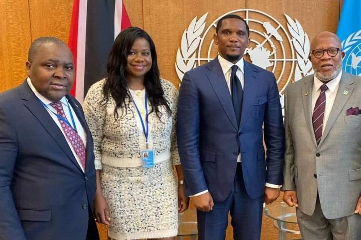 SamuelEtoo68469's tweet photo. Great to be back in New York for the 78th @UN General Assembly and collaborate with key stakeholders and policymakers to create better conditions in sport, education, youth empowerment and beyond. https://t.co/eVcNCc4xgH