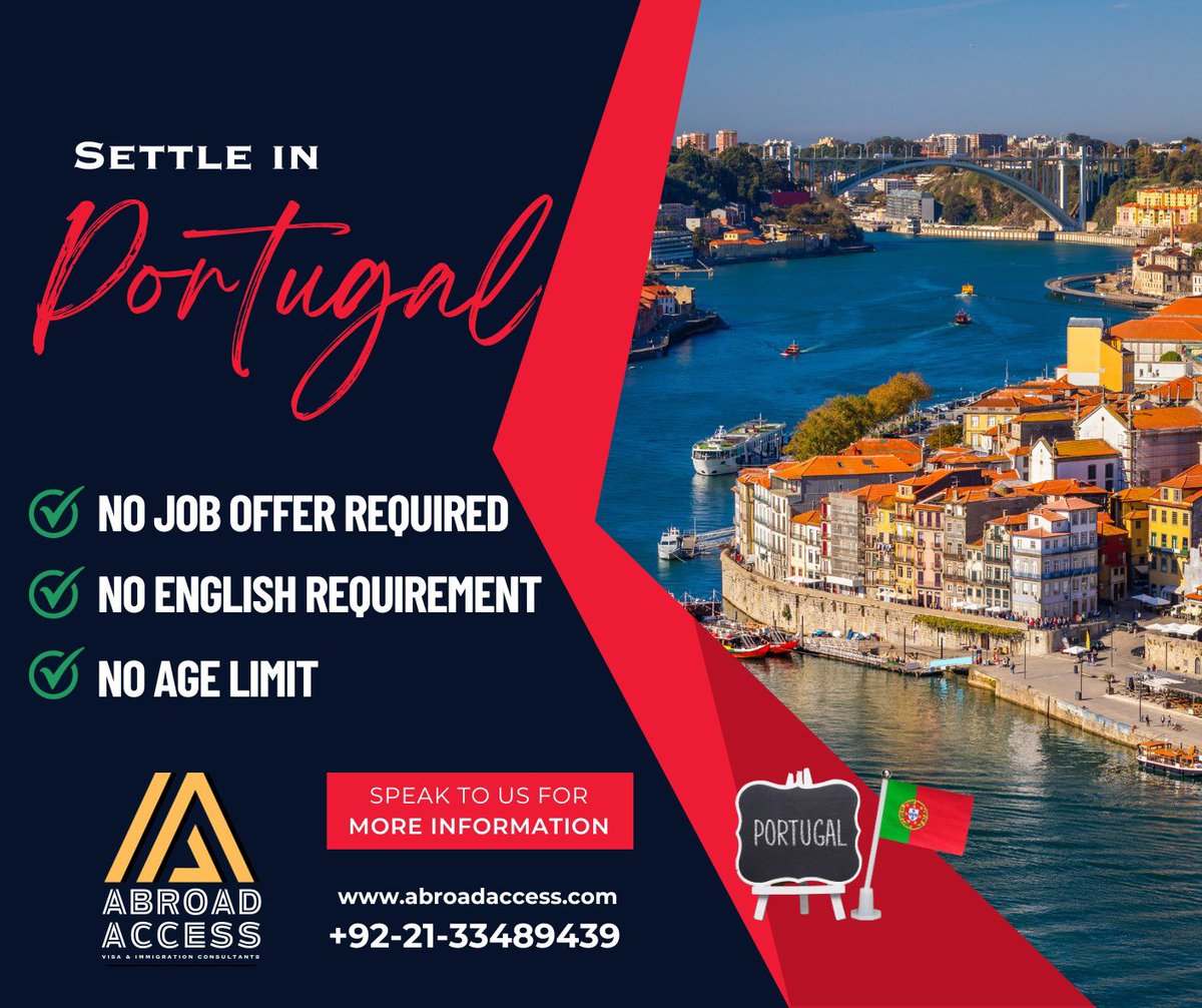 abroadaccesspk's tweet photo. Unlock Your Career Potential in Portugal: Explore Opportunities, Discover a New Culture, and Secure Your Dream Job.

#portugaljobseekervisa #jobsearchportugal #portugalcareer #workinportugal #Portugal #portugaljobs #Karachi #Lahore #immigrationconsultants #successstories https://t.co/zZc5bnZ8iu