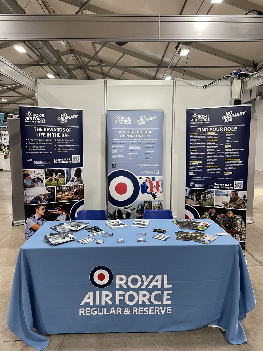 RAFJobsNI's tweet photo. Royal Air Force NI team will be at the #SchoolSummitNI 02-03 October . Call in for a chat about our fantastic career opportunities, apprenticeships and more๐ https://t.co/hgGgSVBJcy
