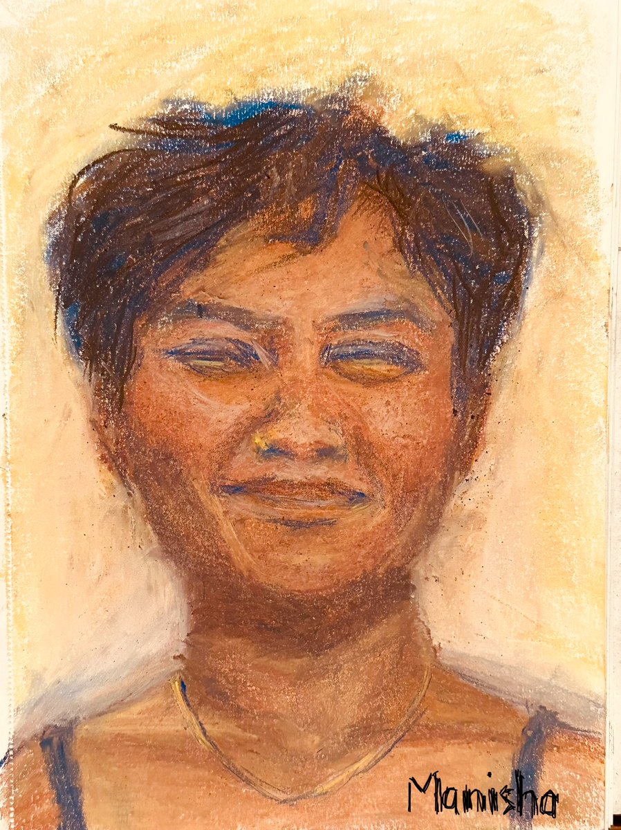 Art_By_Manisha's tweet photo. Another Self portrait with a different expression 
Monday of October 
#MondayMotivation #MondayMorning #Inktober #inktober2023 #art #painting #paintingoftheday #selfportrait #portrait https://t.co/9pHvCc8lnB
