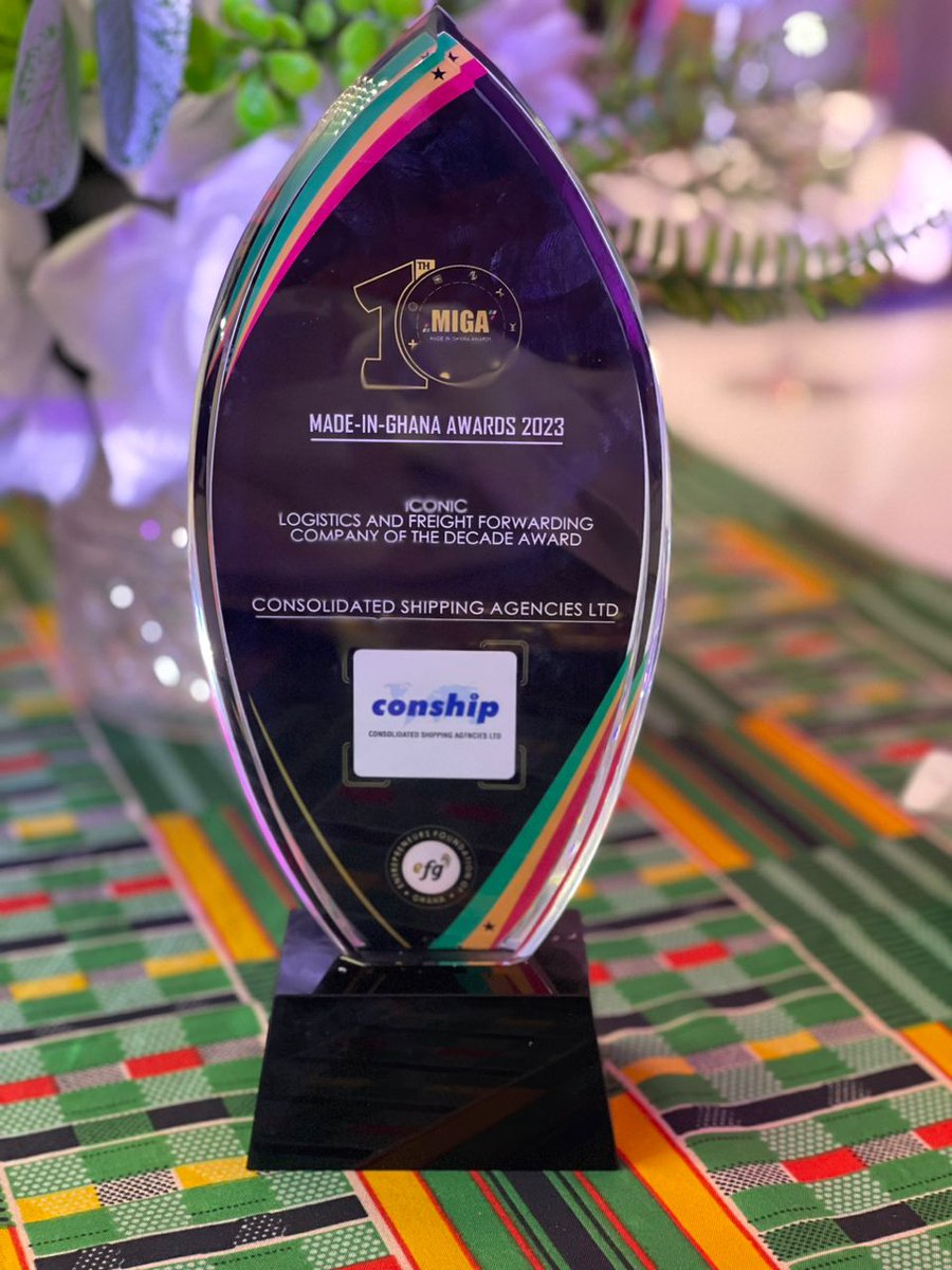 conshipgh's tweet photo. We achieved another milestone over the weekend — receiving the award for Iconic Logistics and Freight Forwarding Company of the Decade award at the Made-In-Ghana Awards 2023 held at Mövenpick Hotels &amp; Resorts in Accra 🇬🇭 Caps off to the entire #Conship family for this recognition https://t.co/8nckKtTYNd