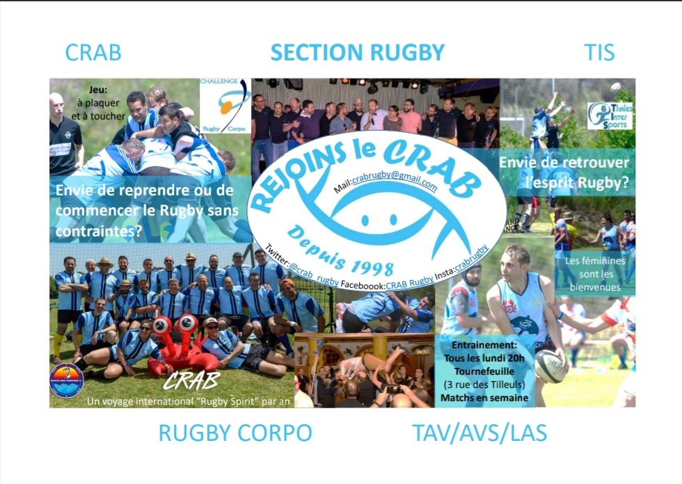 crab_rugby's tweet photo. À quelques jours du lancement de la nouvelle saison de Challenge @Thales_Rugby, il est encore temps de nous rejoindre : crabrugby@gmail.com #rugby #rugbycorpo #crabrugby #challengeTAS https://t.co/QTN197kuZM