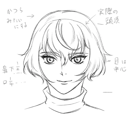 描き直しその3 左目がいつも歪むので正面顔はまだまだ難しい