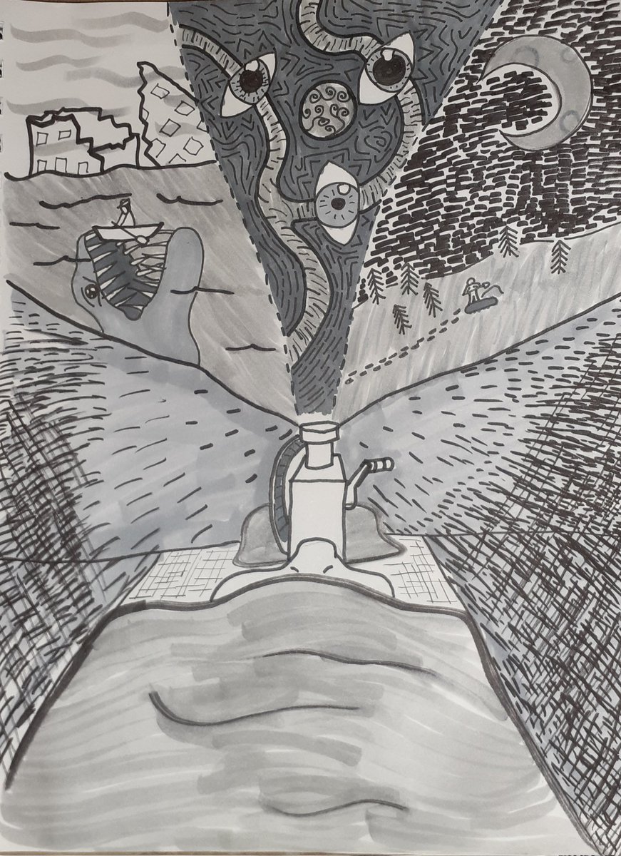 aguydoingthings's tweet image. Day 1 - Dreams 
#inktober2023